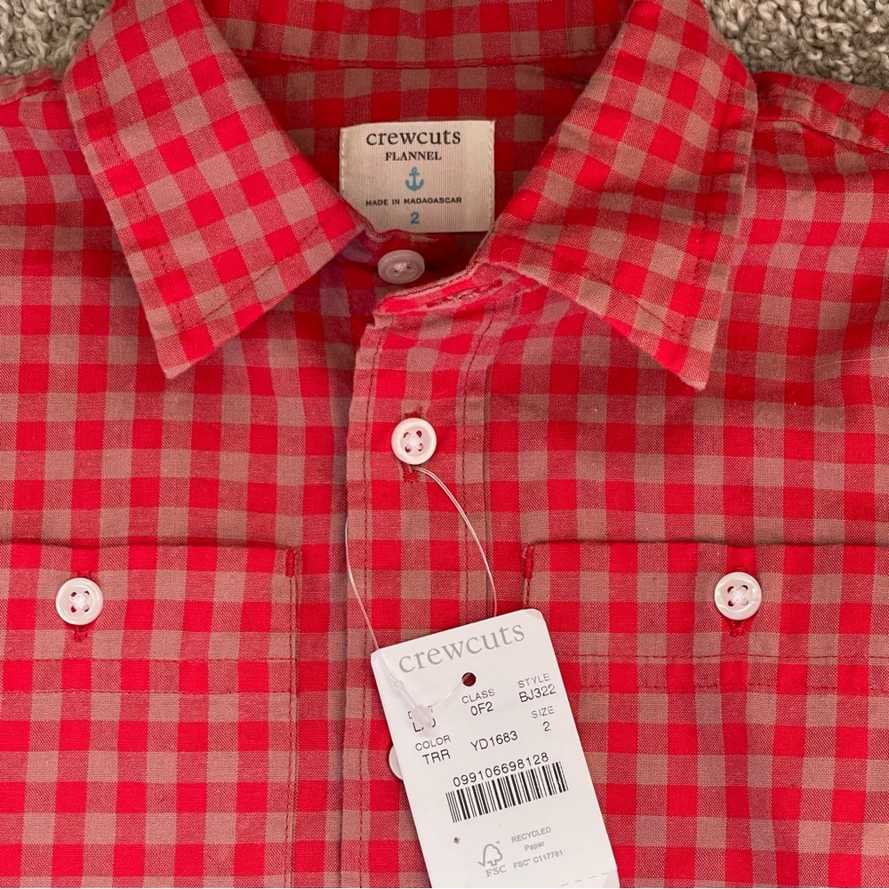 Crewcuts Red Plaid Button Down Shirt for Kids - Picture 2 of 4